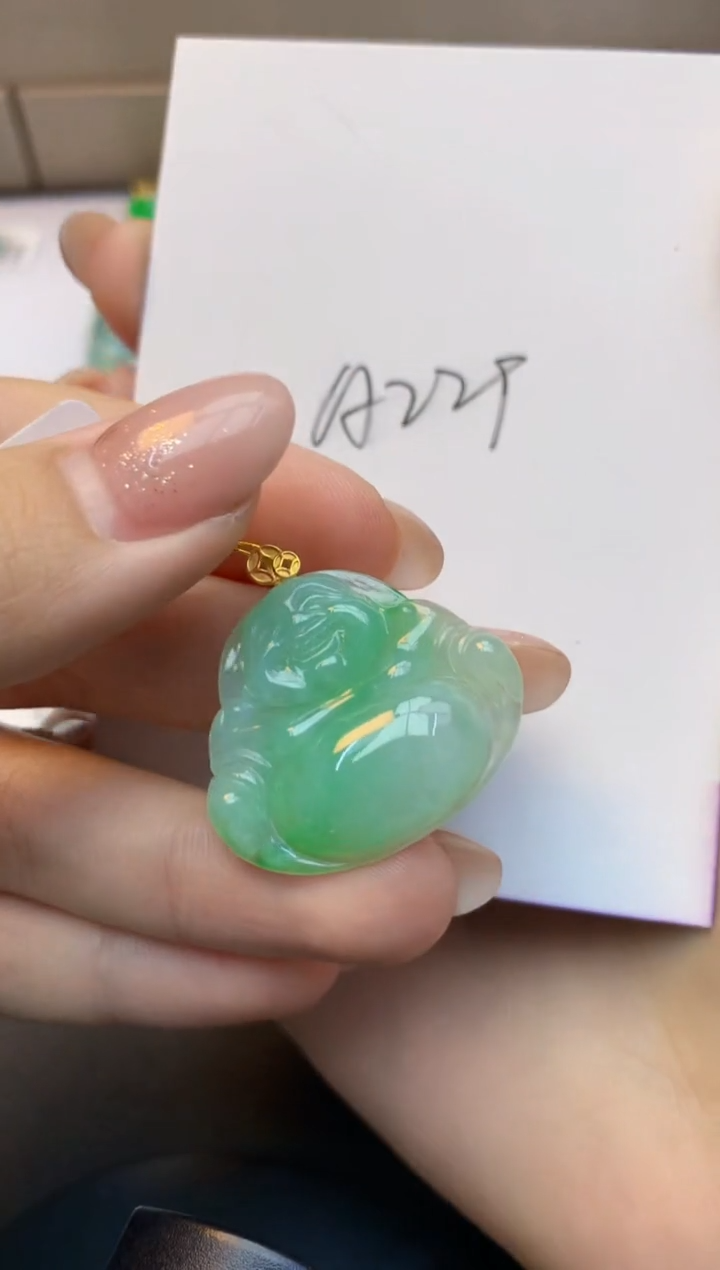 颈饰18K金镶嵌翡翠天然A货缅甸翡翠百元以上9元证书费自理