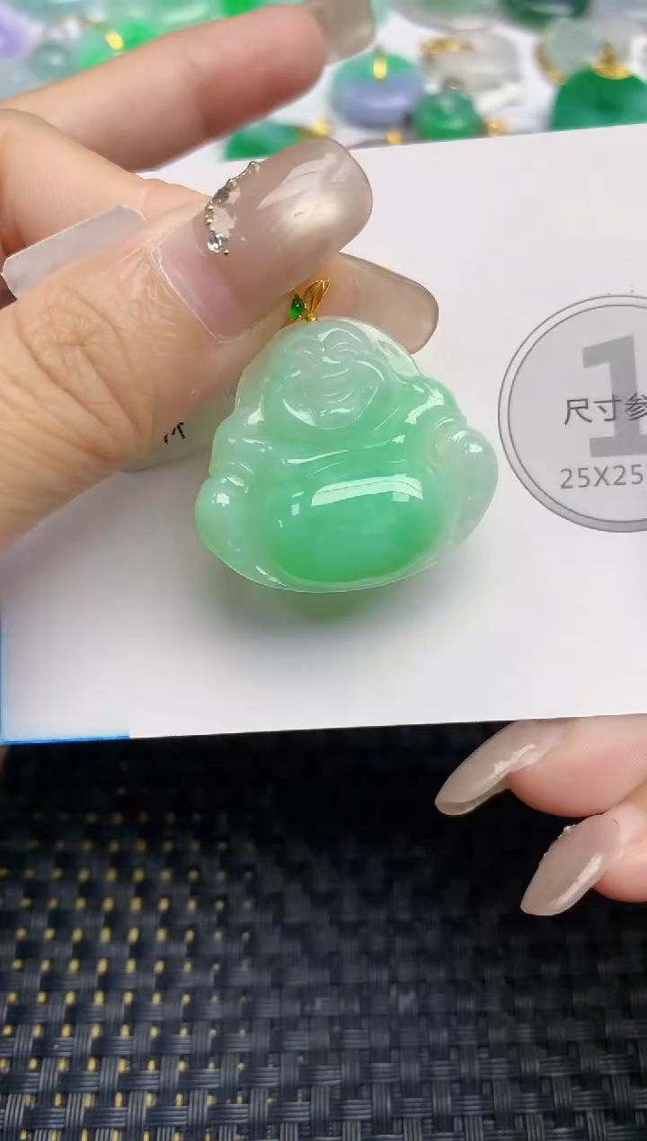颈饰18K金镶嵌翡翠天然缅甸A货翡翠百元以上9元证书费自理