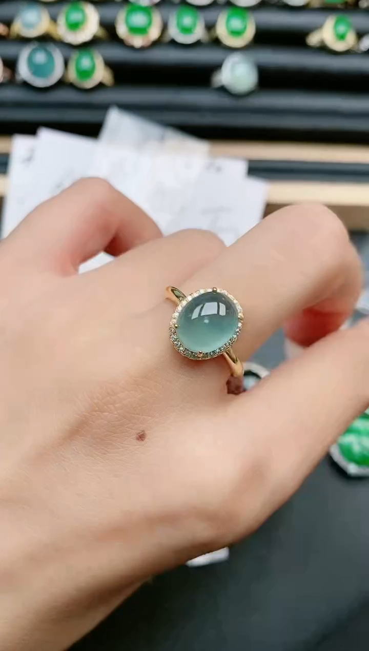 翡翠戒指银S925镶嵌111111
