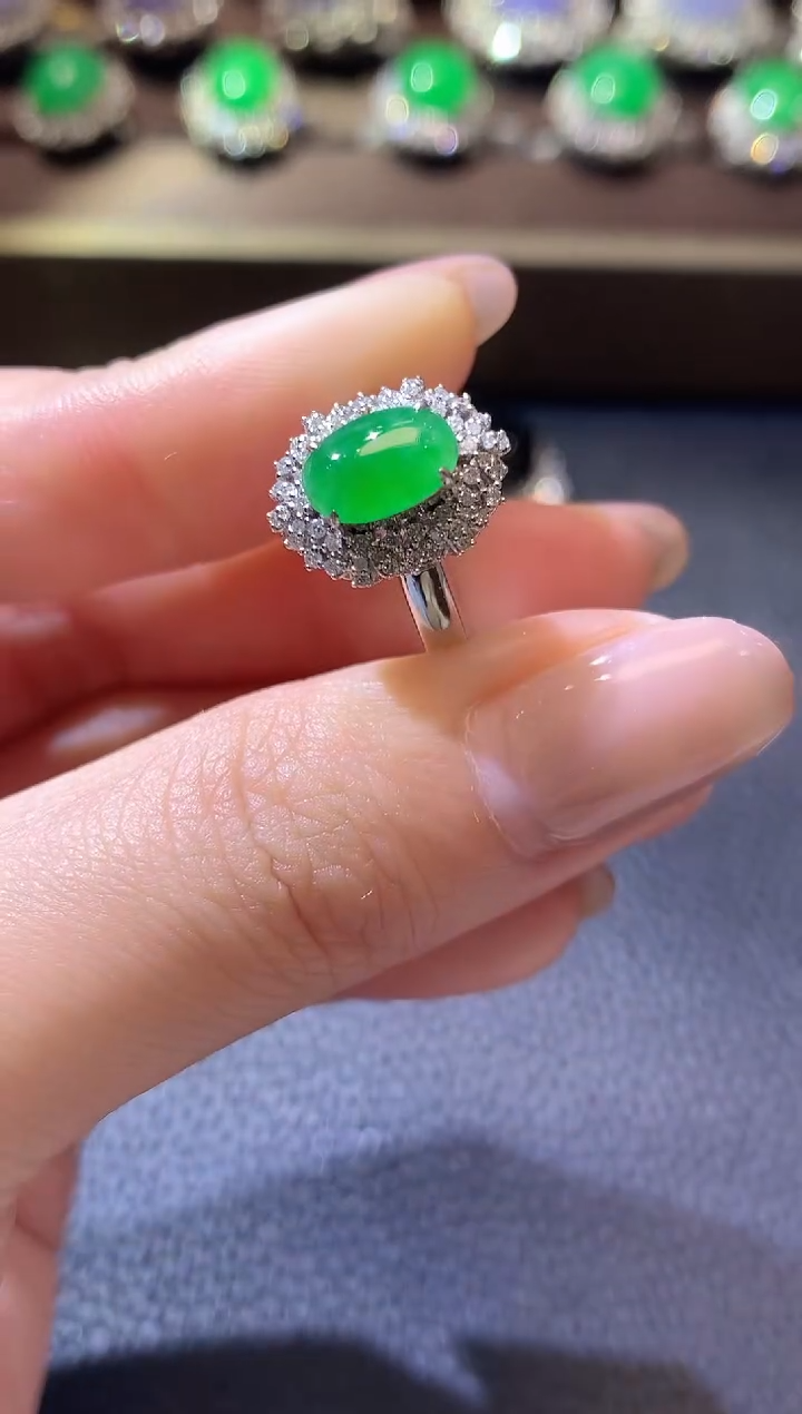 【闪购商品】翡翠戒指18K金镶嵌A5多样性发一件