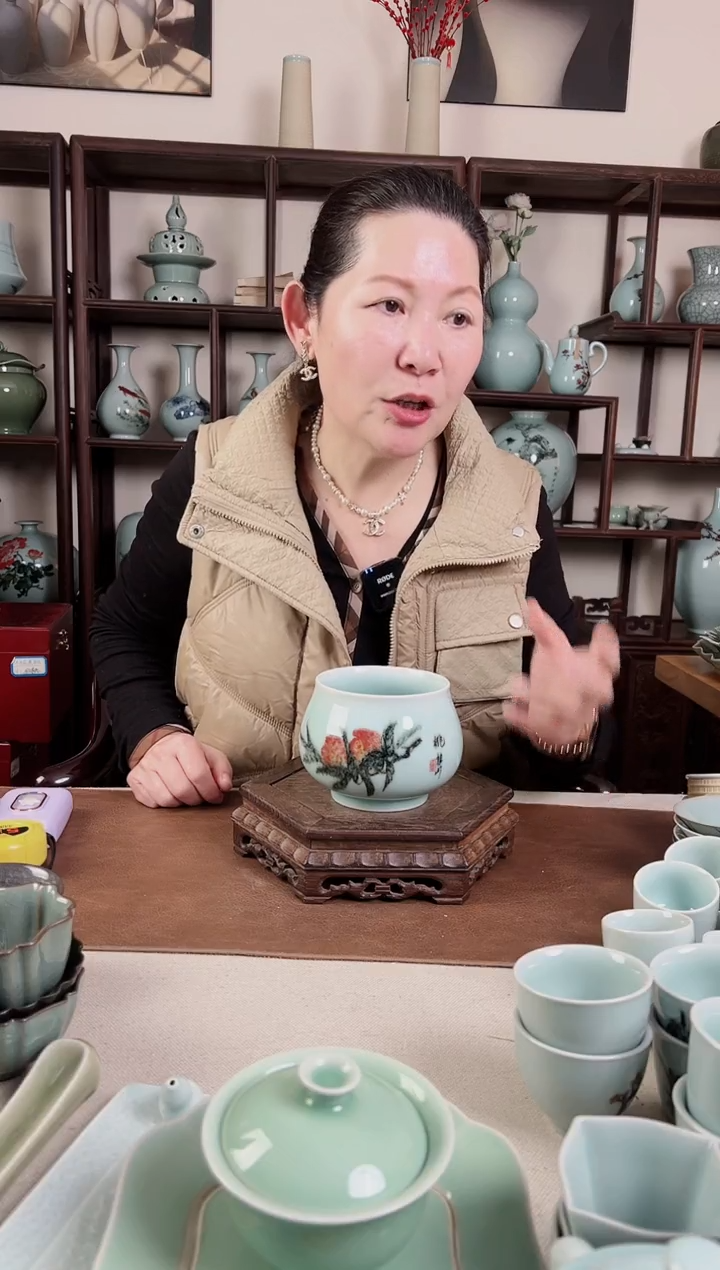 【闪购商品】杯釉中彩 桃子画 小钵