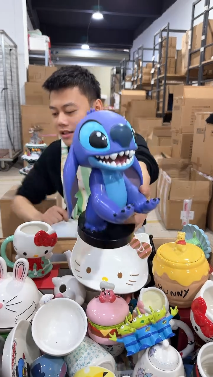 瓷片史迪仔手机支架 张嘴款