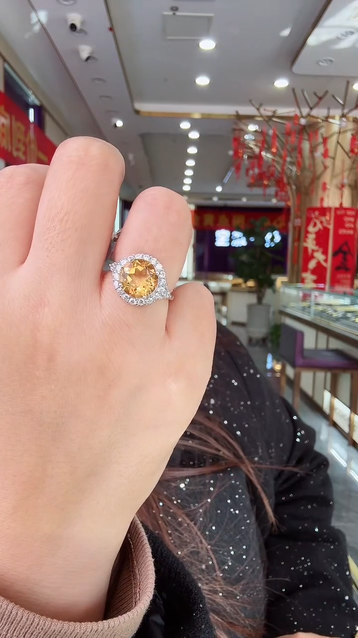 【闪购商品】水晶戒指银S925镶嵌戒指