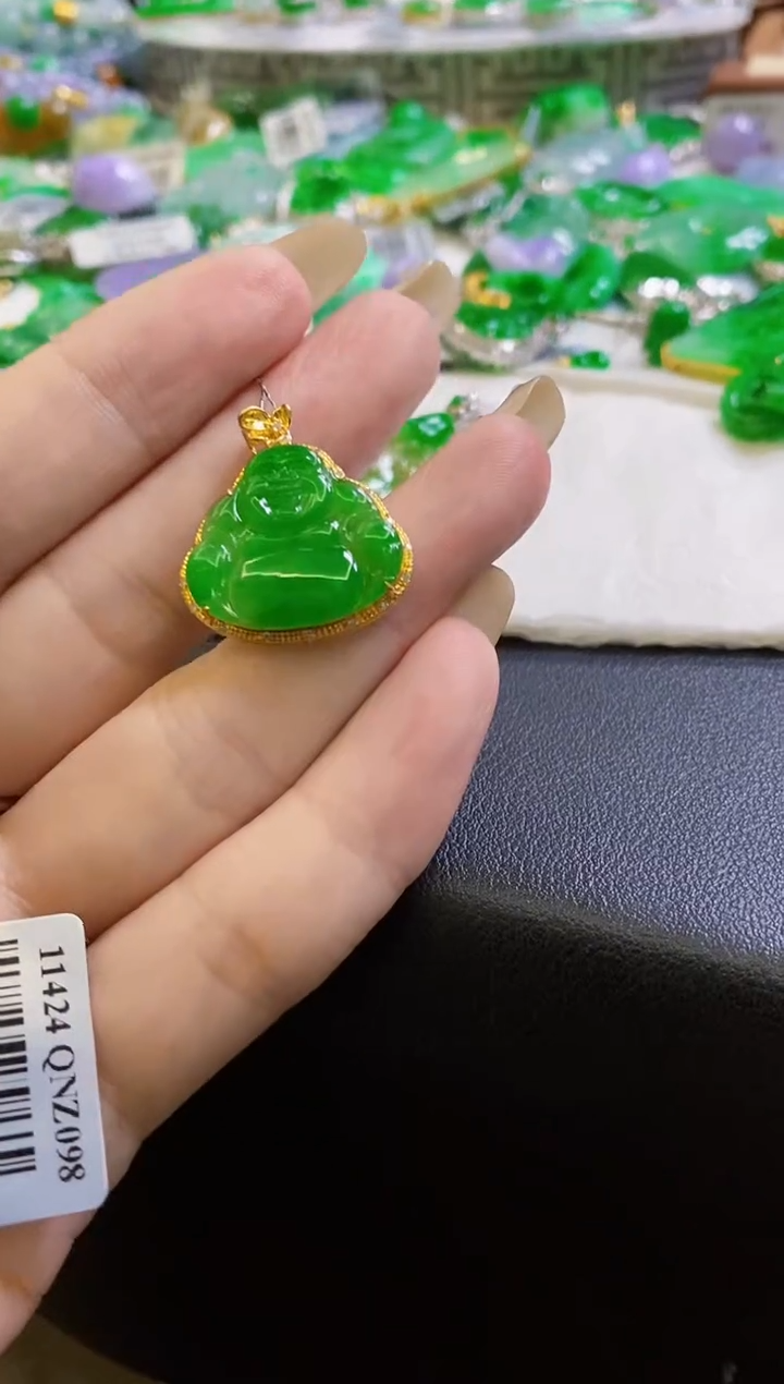 【闪购商品】定制翡翠18K金镶嵌佛公