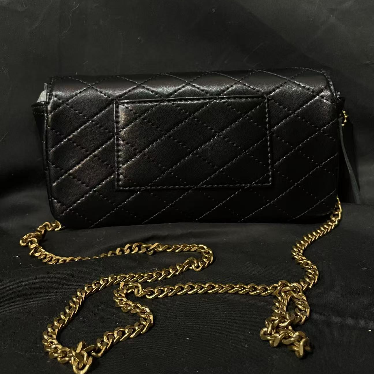 LQ-WITH-QUEEN真皮女包细金链条黑色包