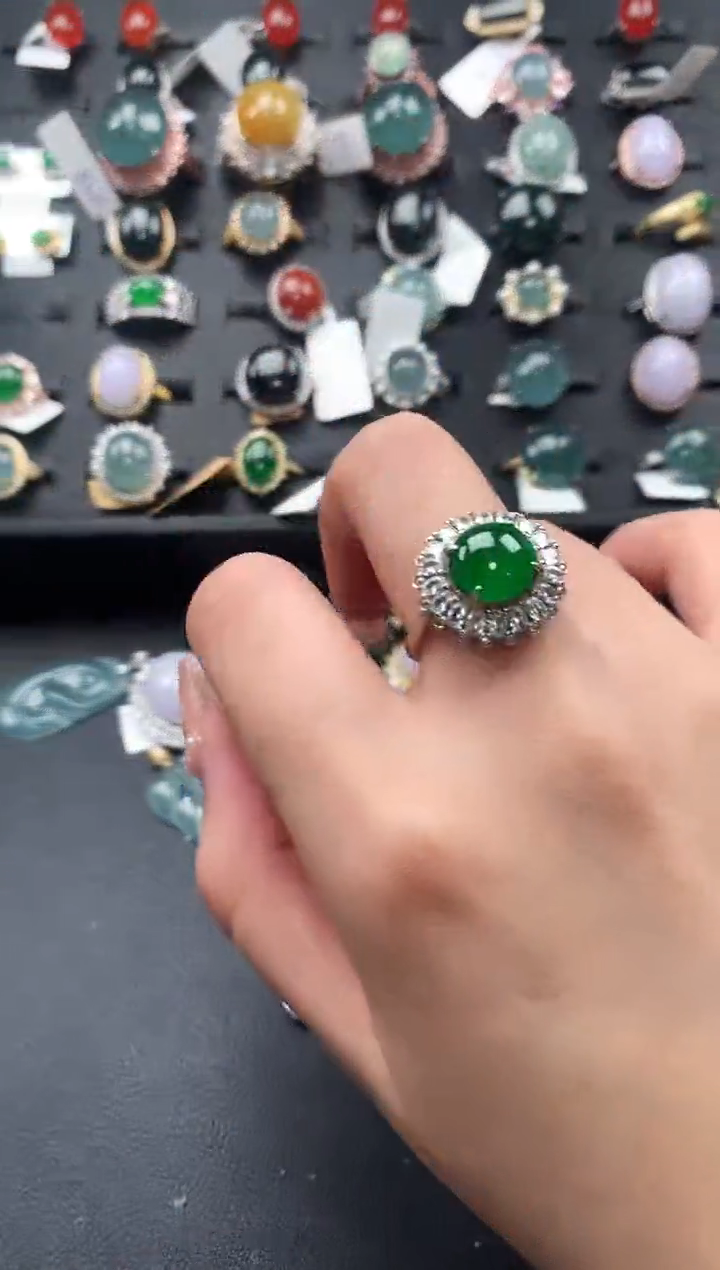 【闪购商品】翡翠戒指银S925镶嵌52141