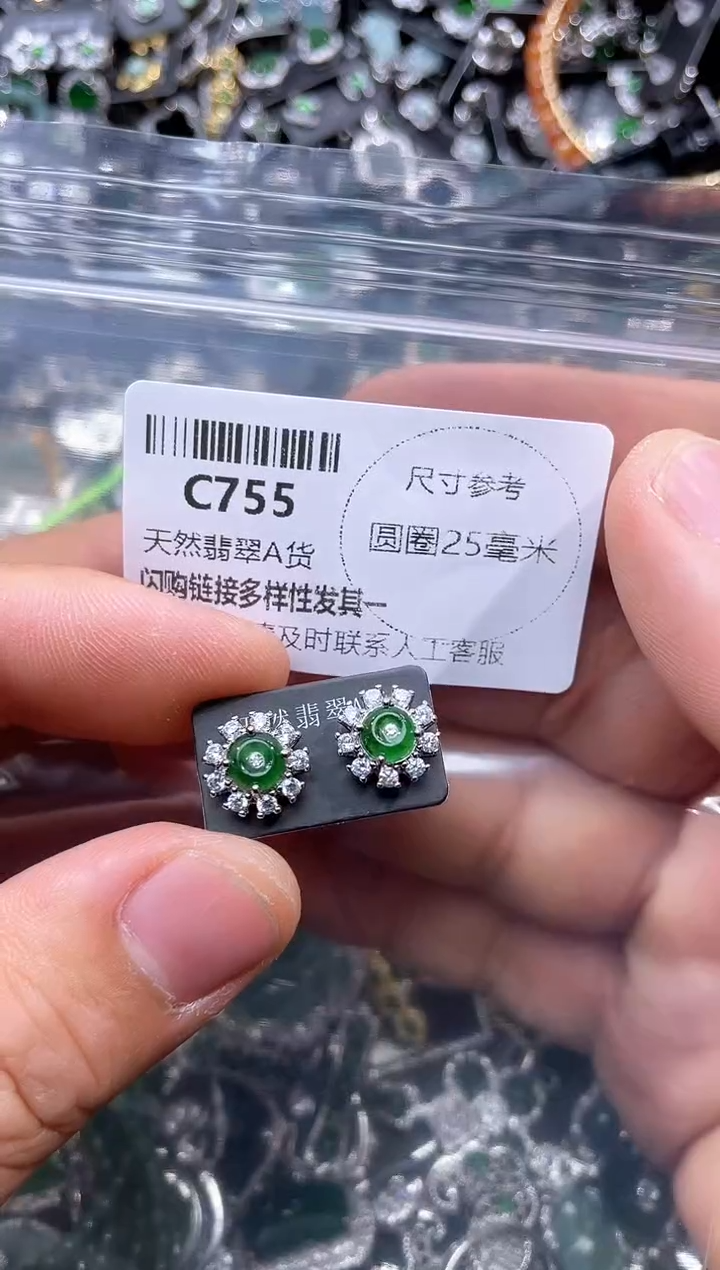 【闪购商品】翡翠颈饰未镶嵌C755耳钉