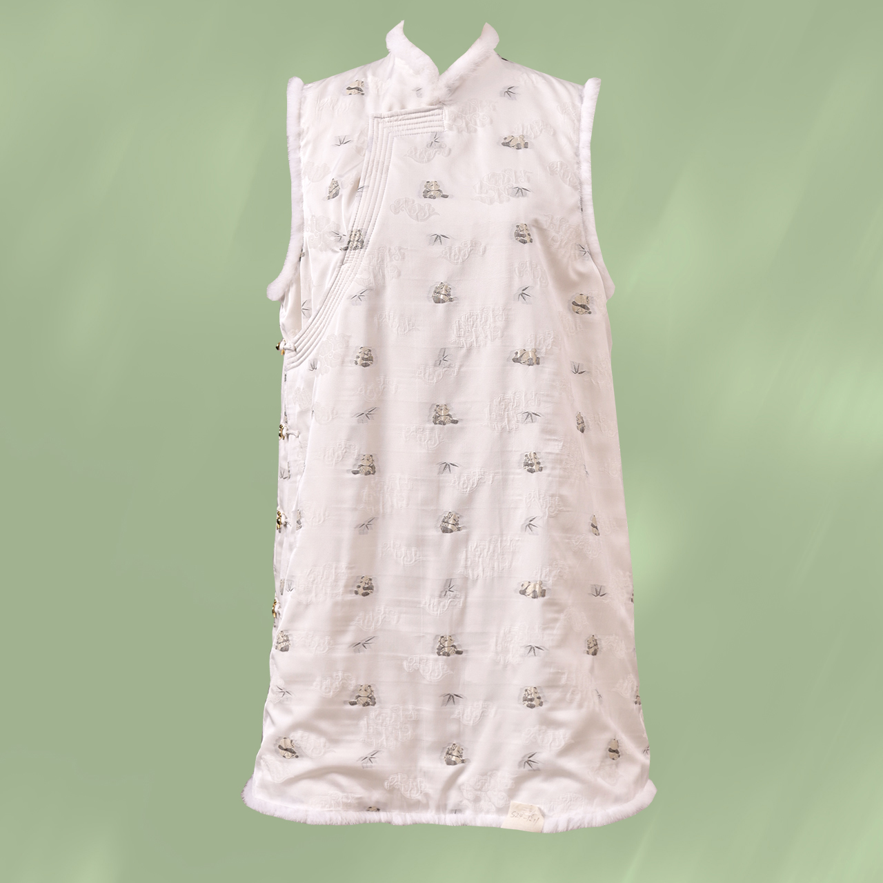 9茧迹2025新春「国宝系列」原创茶纤维中式水貂毛长绒棉马甲·长