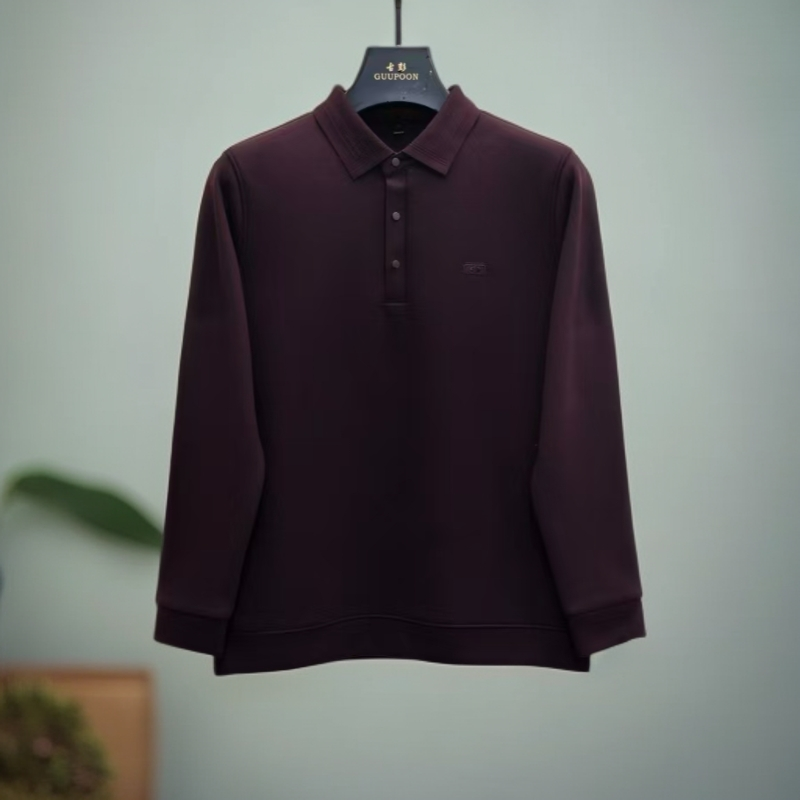 【长袖T恤9298】男士冬款商务绅士时尚都市纯色通勤长袖T恤polo衫