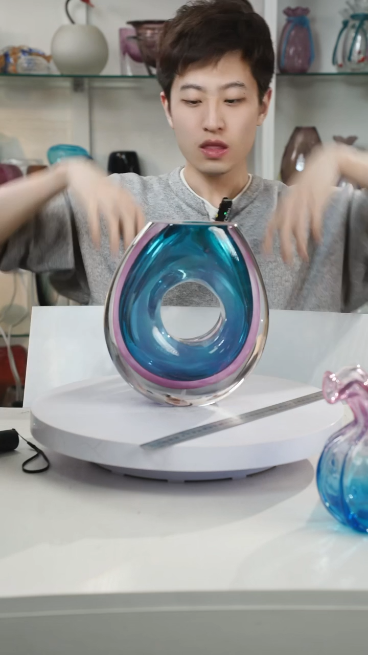 【闪购商品】琉璃高24轻奢琉璃花器福利正常手工痕迹