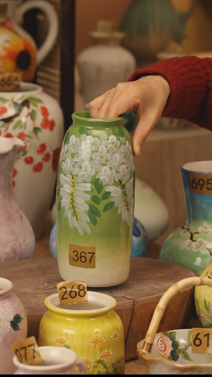 陶瓷景德镇设计师手作花器摆件侘寂风@M367@