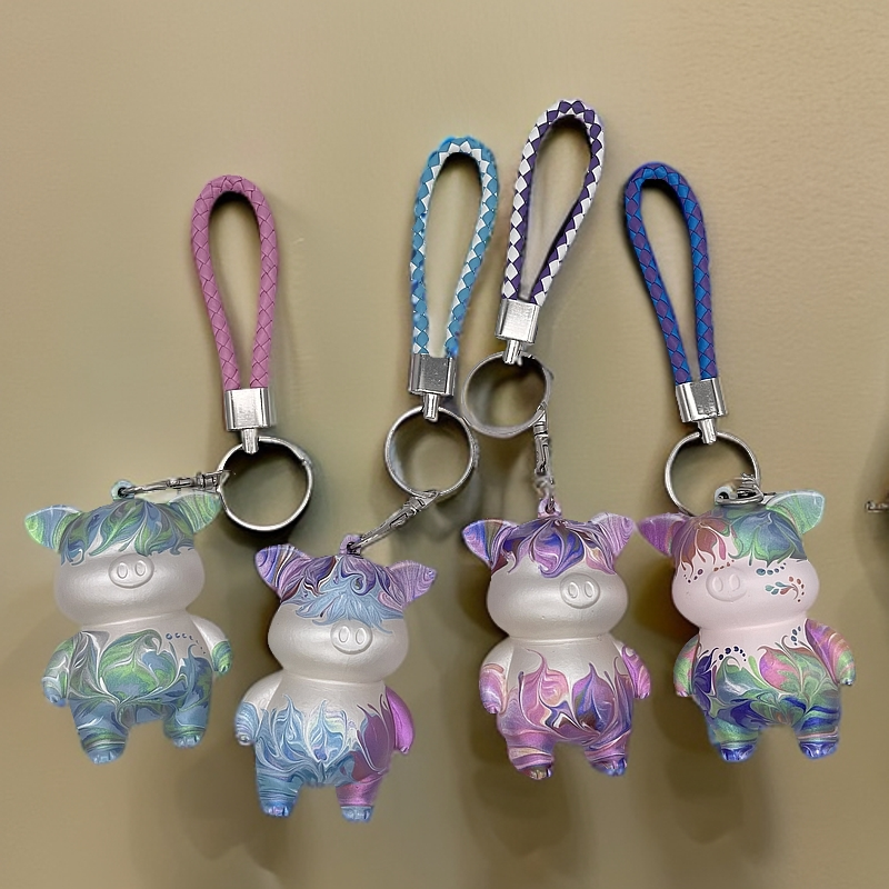 （29.9两只）预售mini钥匙扣abs流体熊手工DIY家居潮玩创意摆件手办