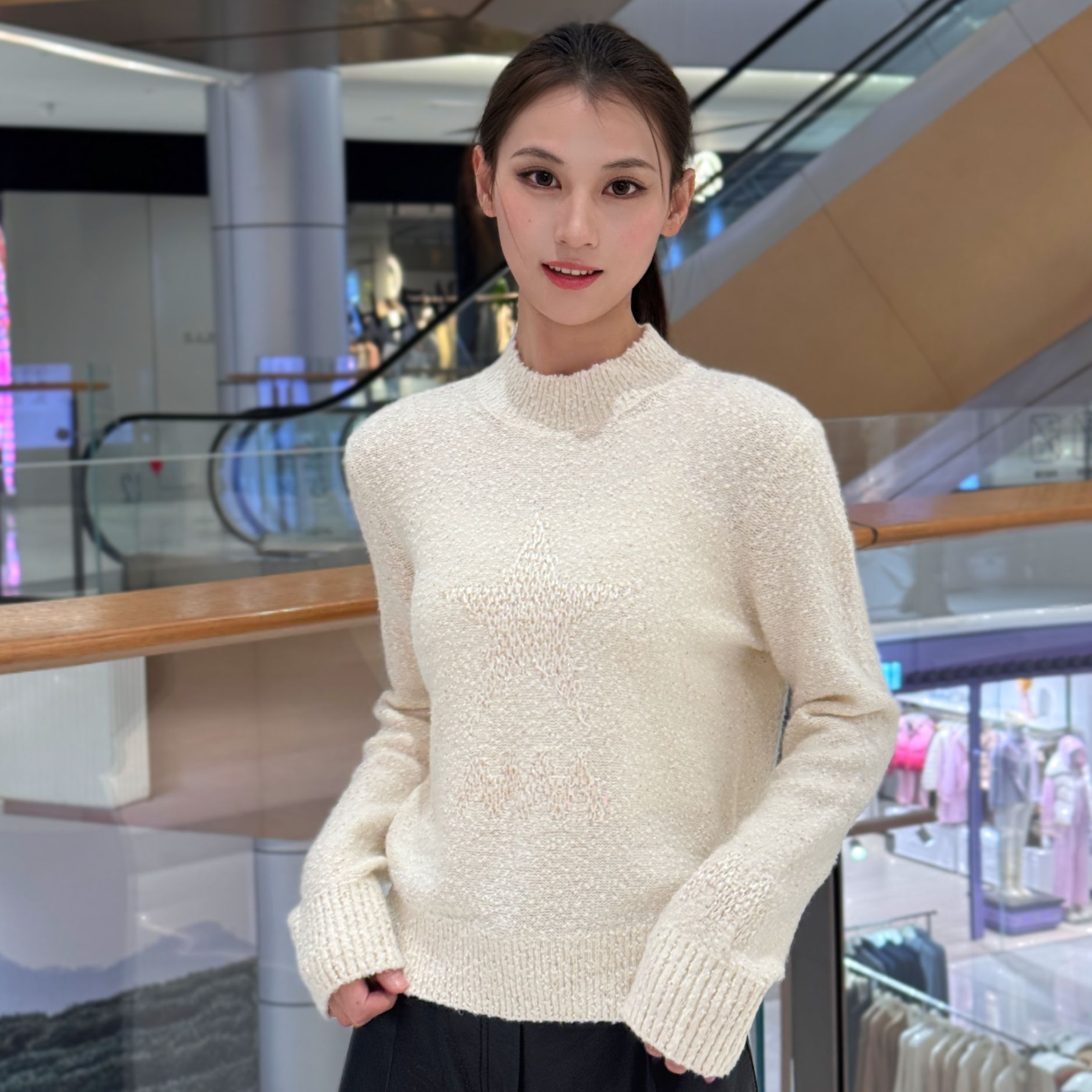 歌力思ELLASSAY秋冬女羊毛针织星星毛衣EWE364M06800