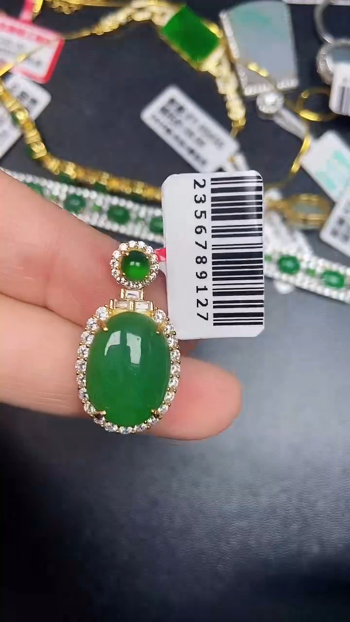 银S925镶嵌戒指翡翠3730