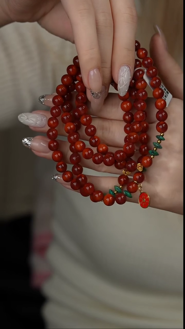 【闪购商品】南红玛瑙多圈18K金镶嵌P10（多样性发一件）7mm