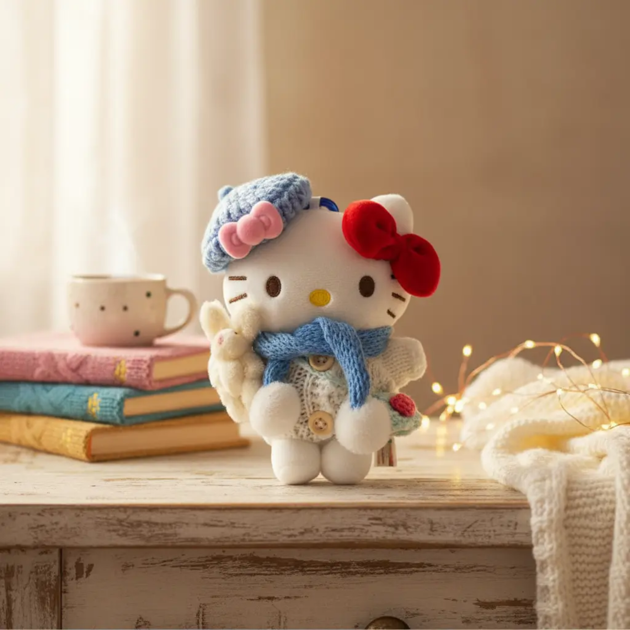 正版【围巾抱小兔】HelloKitty可爱女生包包挂件手作钥匙扣礼物玩偶