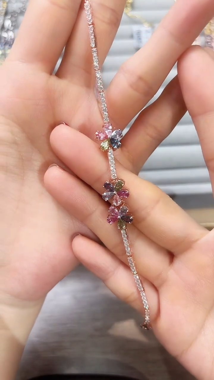 【闪购商品】蓝宝石手链银S925镶嵌09