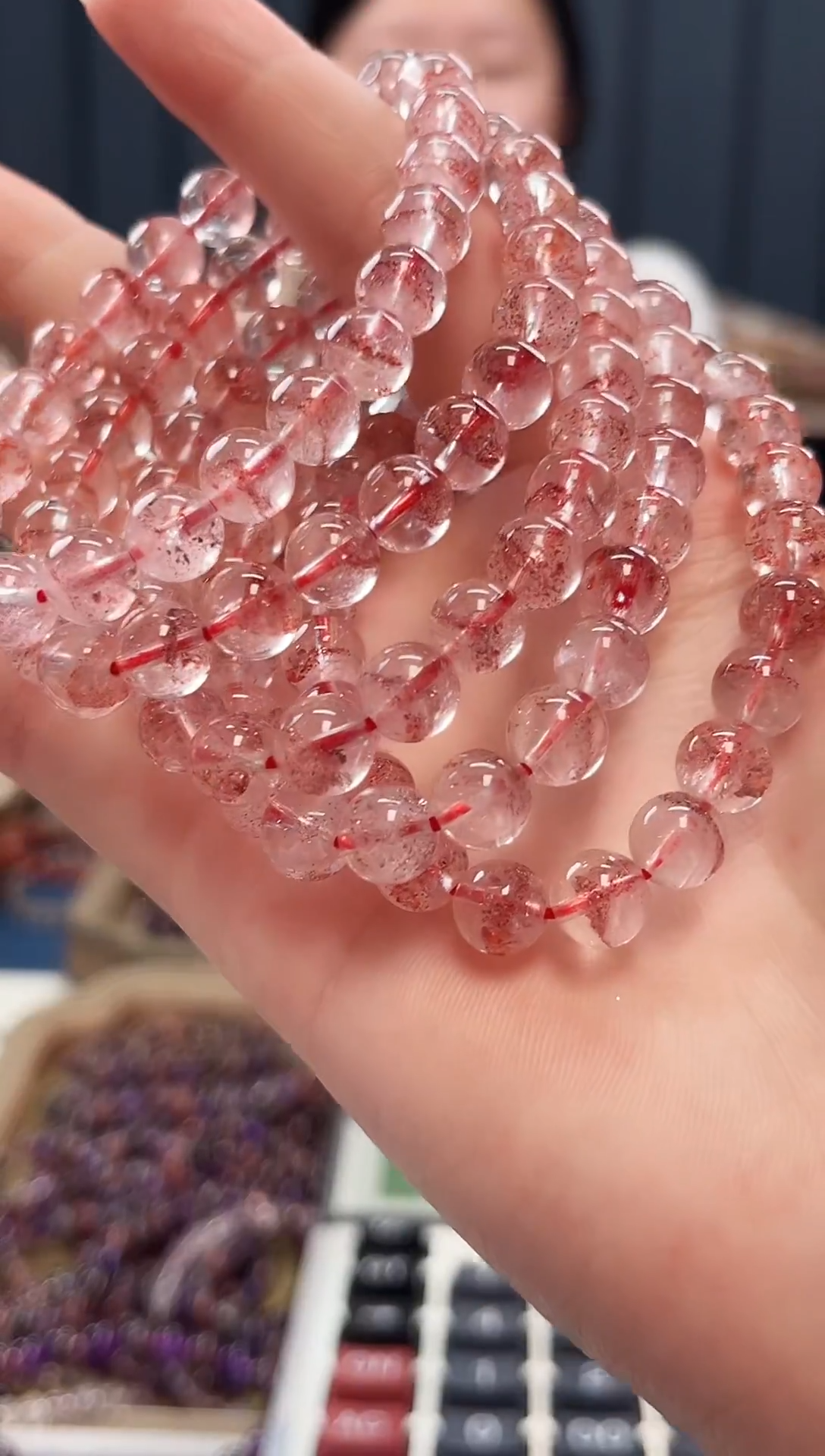 未镶嵌手串水晶金草莓超七单圈手串8mm【多样性发一】