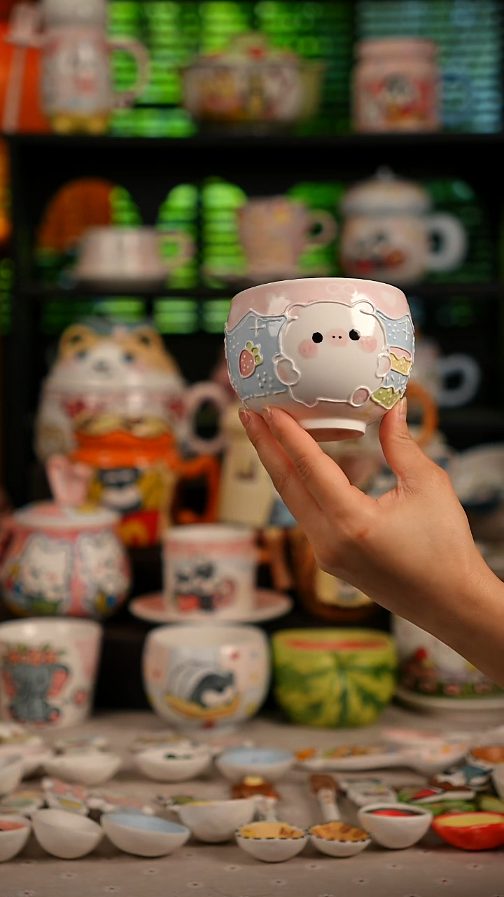 陶瓷无盖款景德镇高温釉下彩纯手绘创意瓷