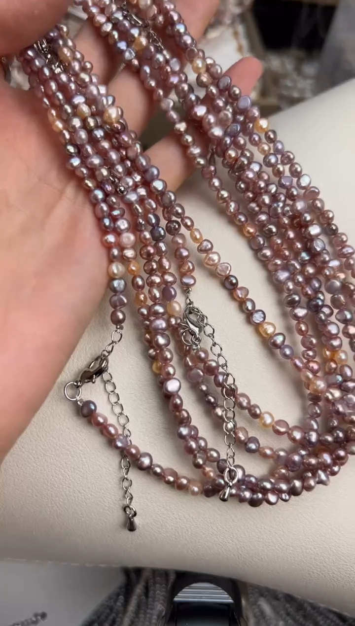 未镶嵌福利淡水珍珠炫彩*强光珍珠无核*紫糖果4/5mm