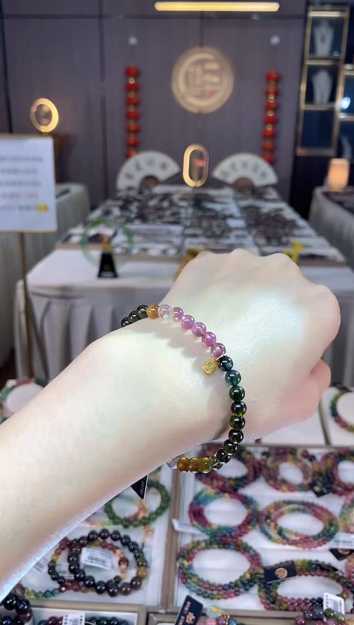 未镶嵌老矿碧玺单圈手串5mm+碧玺dan多样性发货一条