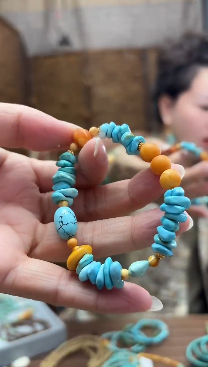 蜜蜡颈饰未镶嵌发一件设计款手串