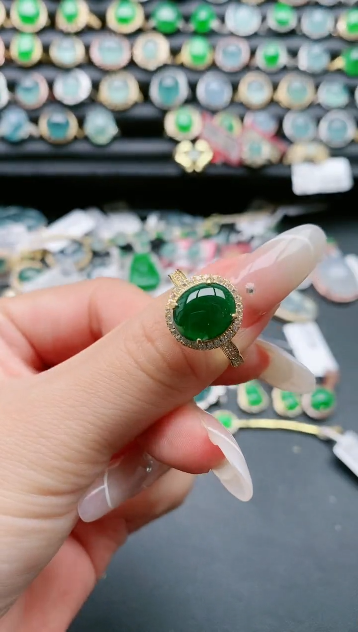 【闪购商品】翡翠戒指银S925镶嵌111111