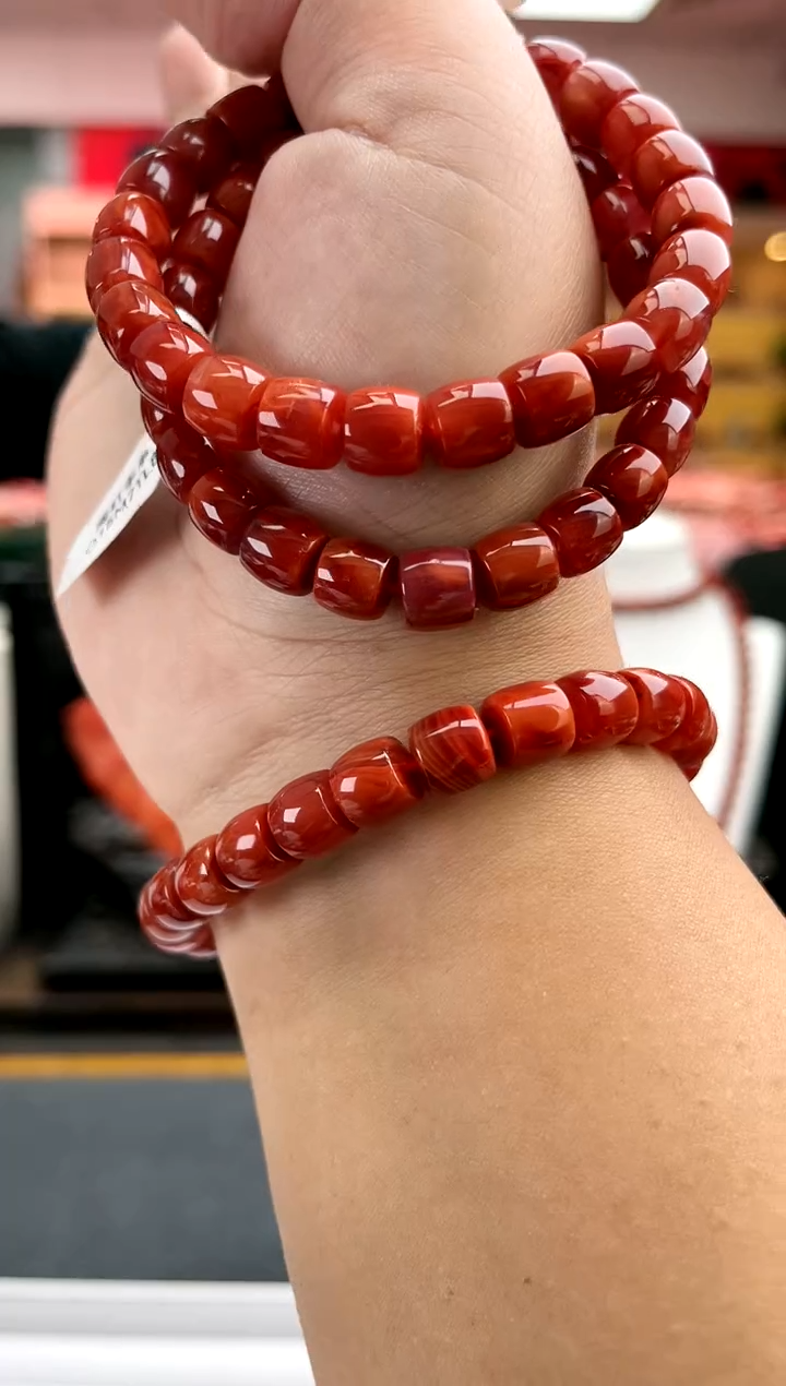 【闪购商品】南红玛瑙卡8火焰直切单圈-多样性发一件未镶嵌一件1