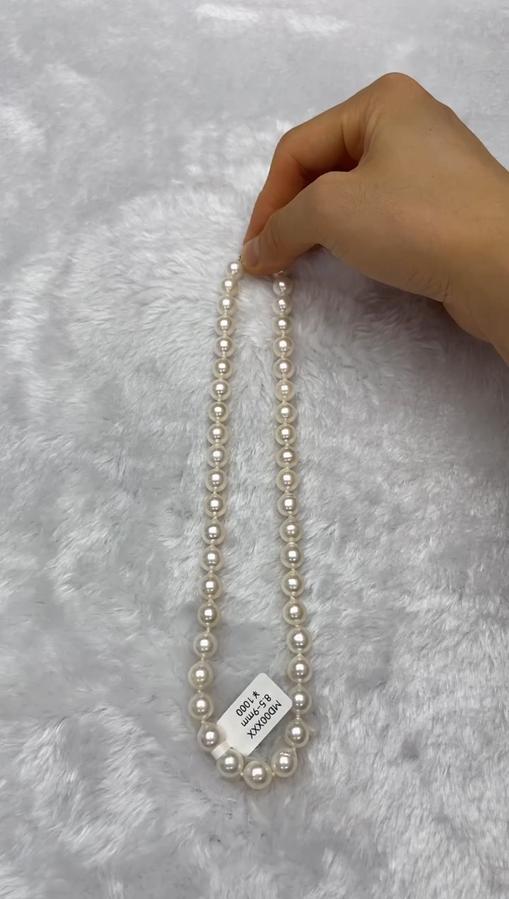 海水珍珠银S925镶嵌项链AK8.5-9mm