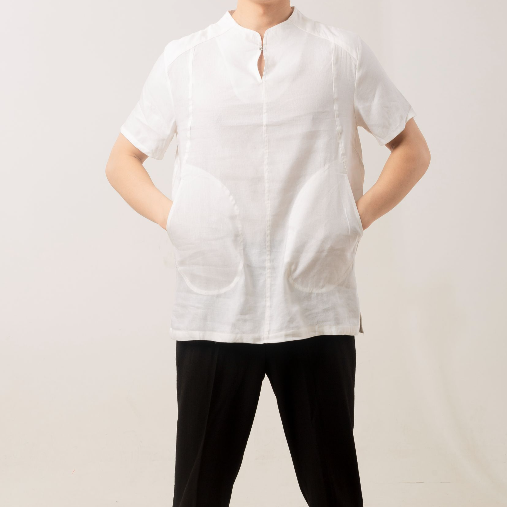 Sevensee/柒曦短袖男士夏季中国风休闲短袖白色上衣时尚中式服装