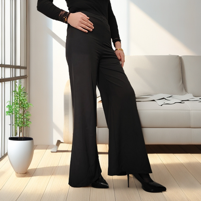 新款时尚黑色喇叭裤微喇