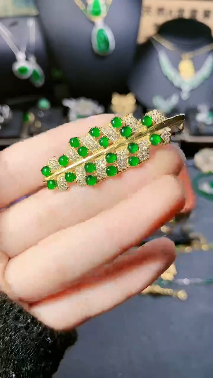 【闪购商品】翡翠耳饰银S925镶嵌发夹