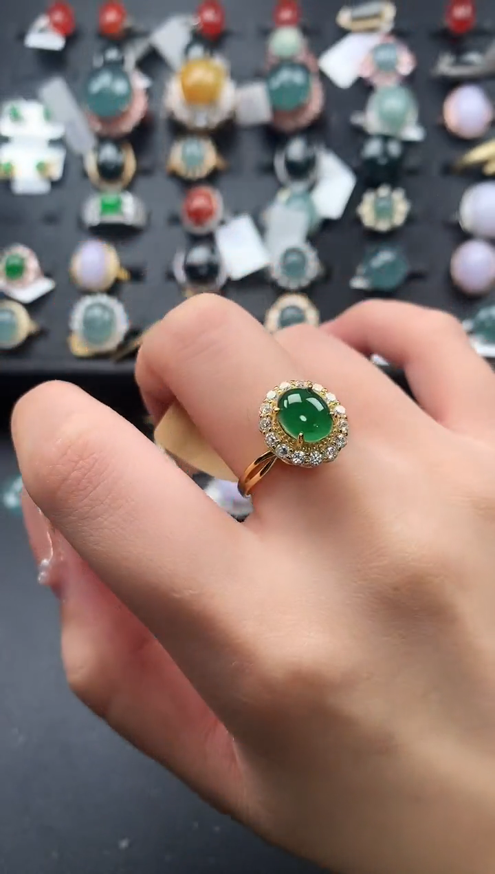 【闪购商品】翡翠戒指银S925镶嵌52141