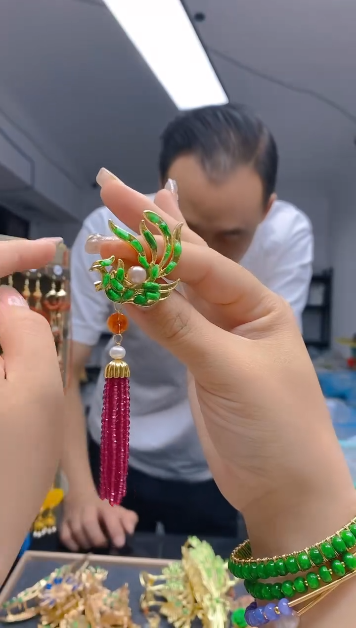 【闪购商品】翡翠耳饰合金231翡翠胸针