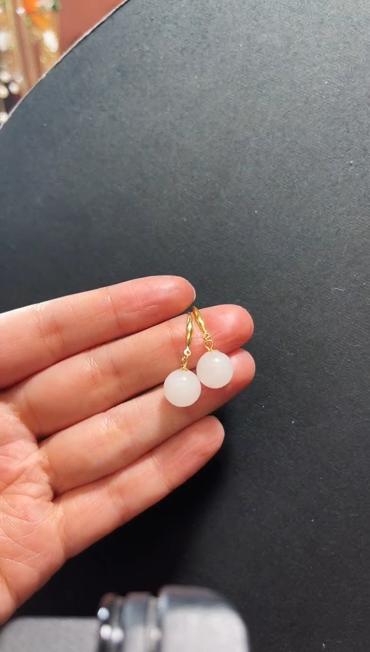 【闪购商品】和田玉耳饰银S925镶嵌支持48小时鉴赏