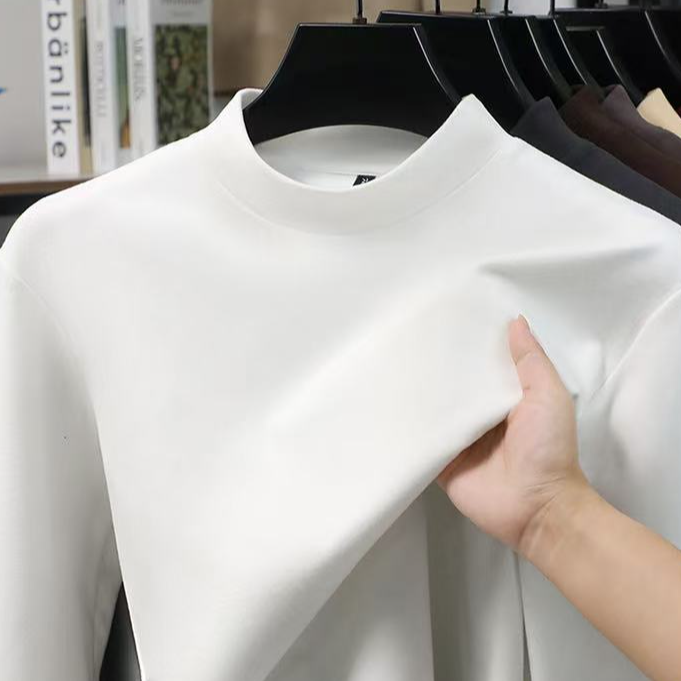 韩版时尚男士打底毛衣加绒加厚防寒保暖毛衣内搭长袖半高领打底衫