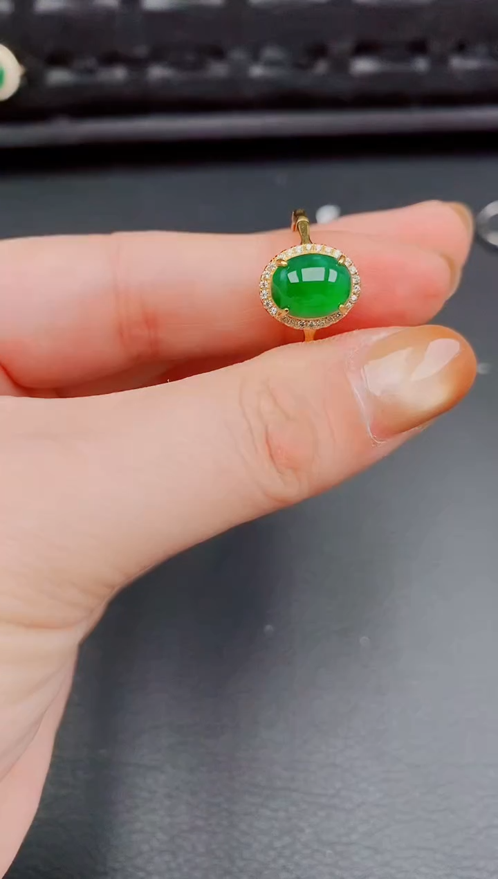 【闪购商品】翡翠戒指银S925镶嵌天然a货翡翠443