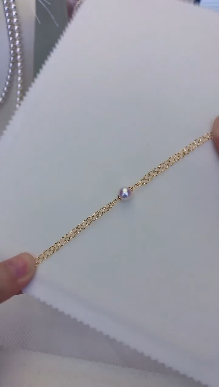 银S925镶嵌饰品海水珍珠蕾丝手链