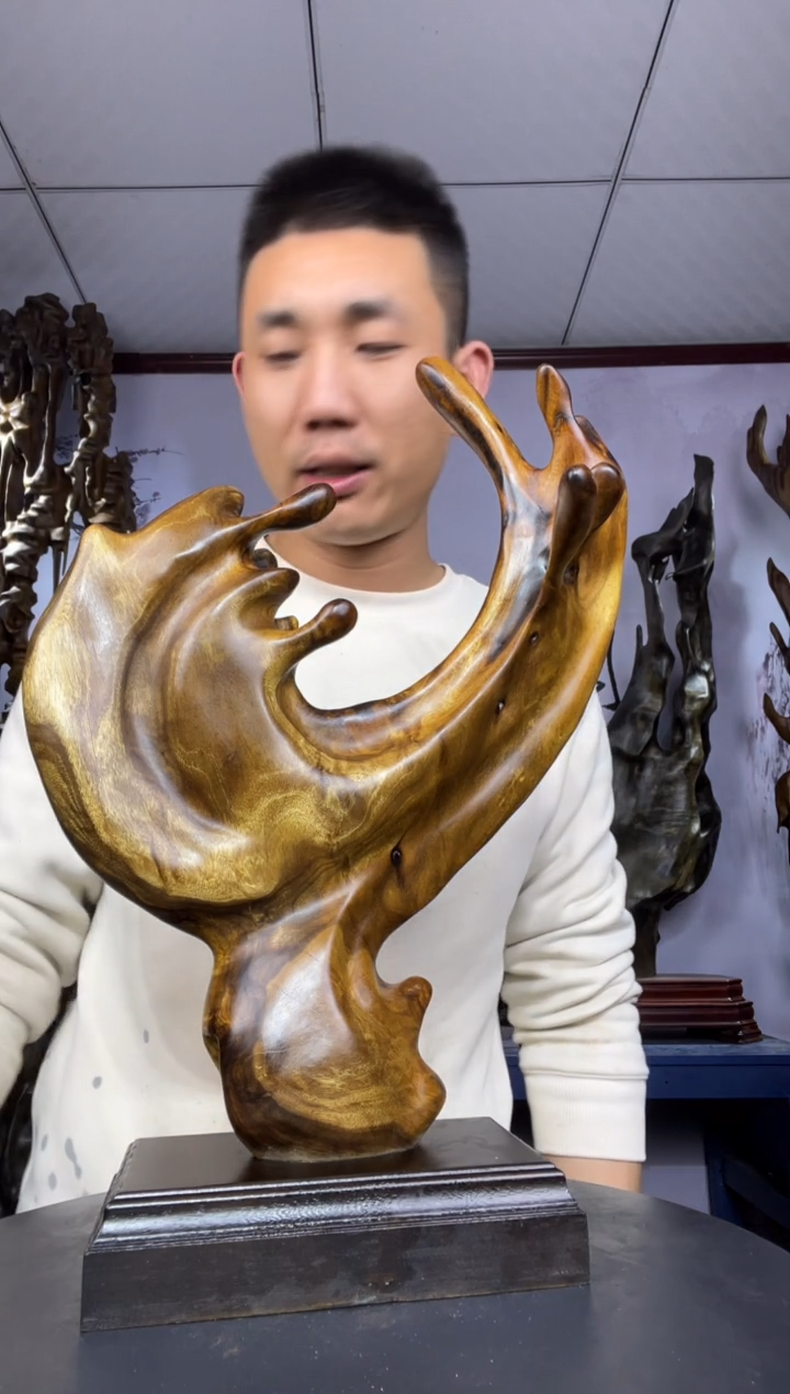 金丝楠木雕款偏***语金丝楠木工艺品摆件
