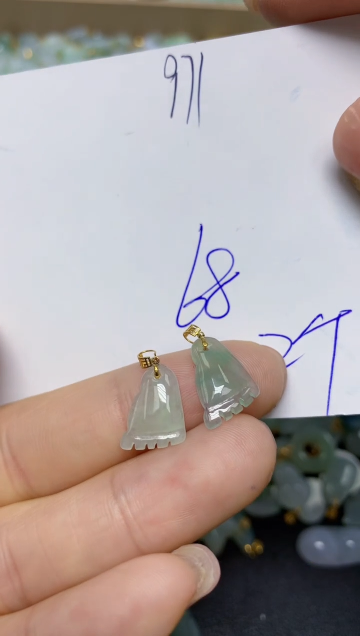 【闪购商品】翡翠挂件18K金镶嵌 天然翡翠A货