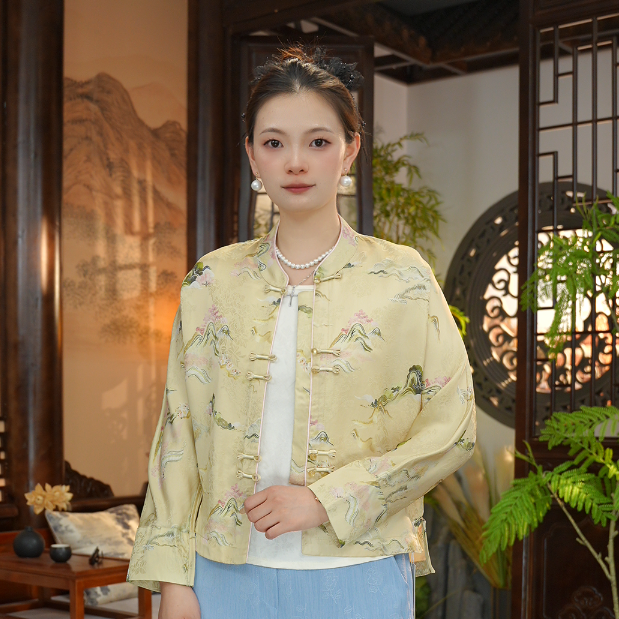 岫影 重工提花国风外套36725