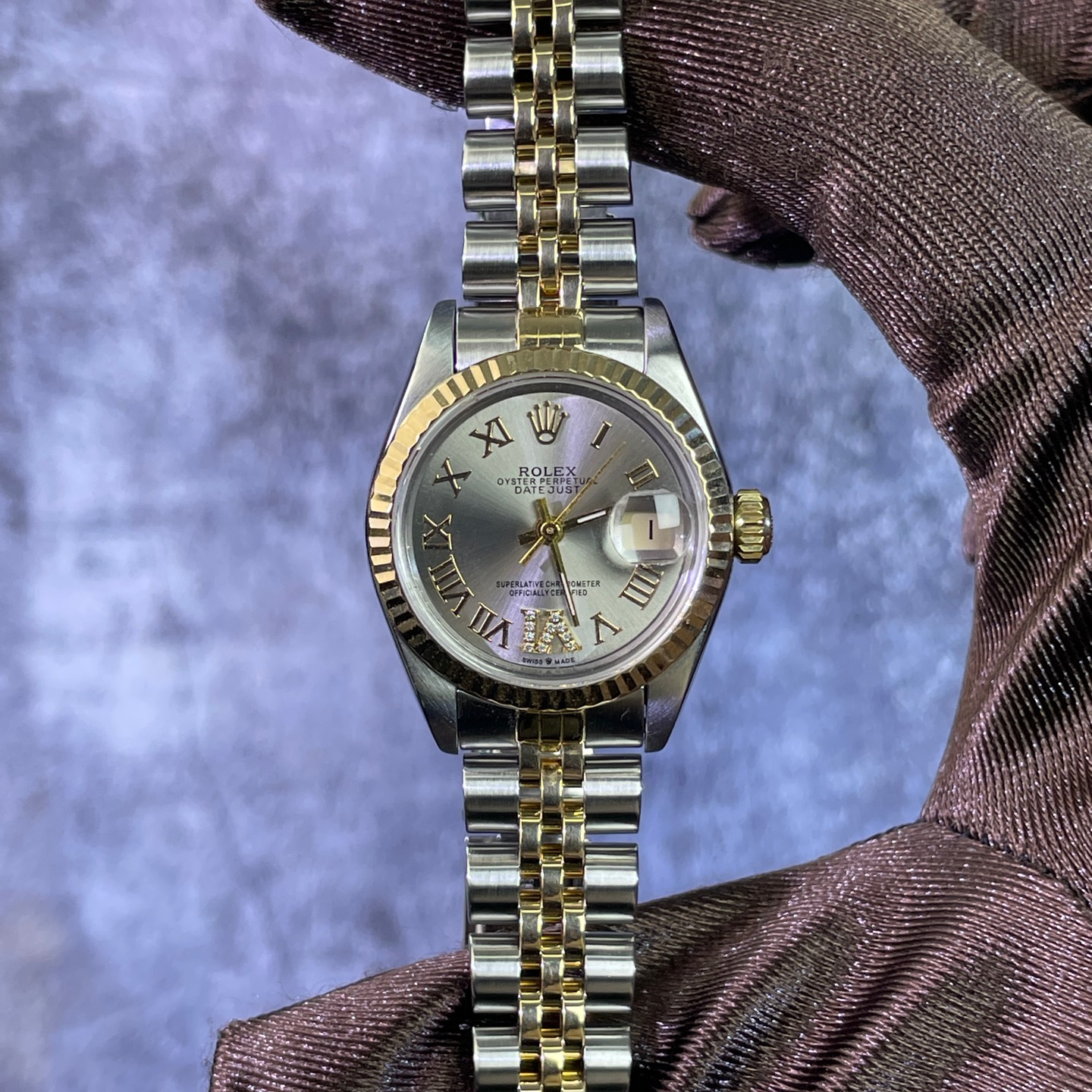 99新 Rolex/劳力士 日志女表/灰盘罗马刻牙圈/26表径