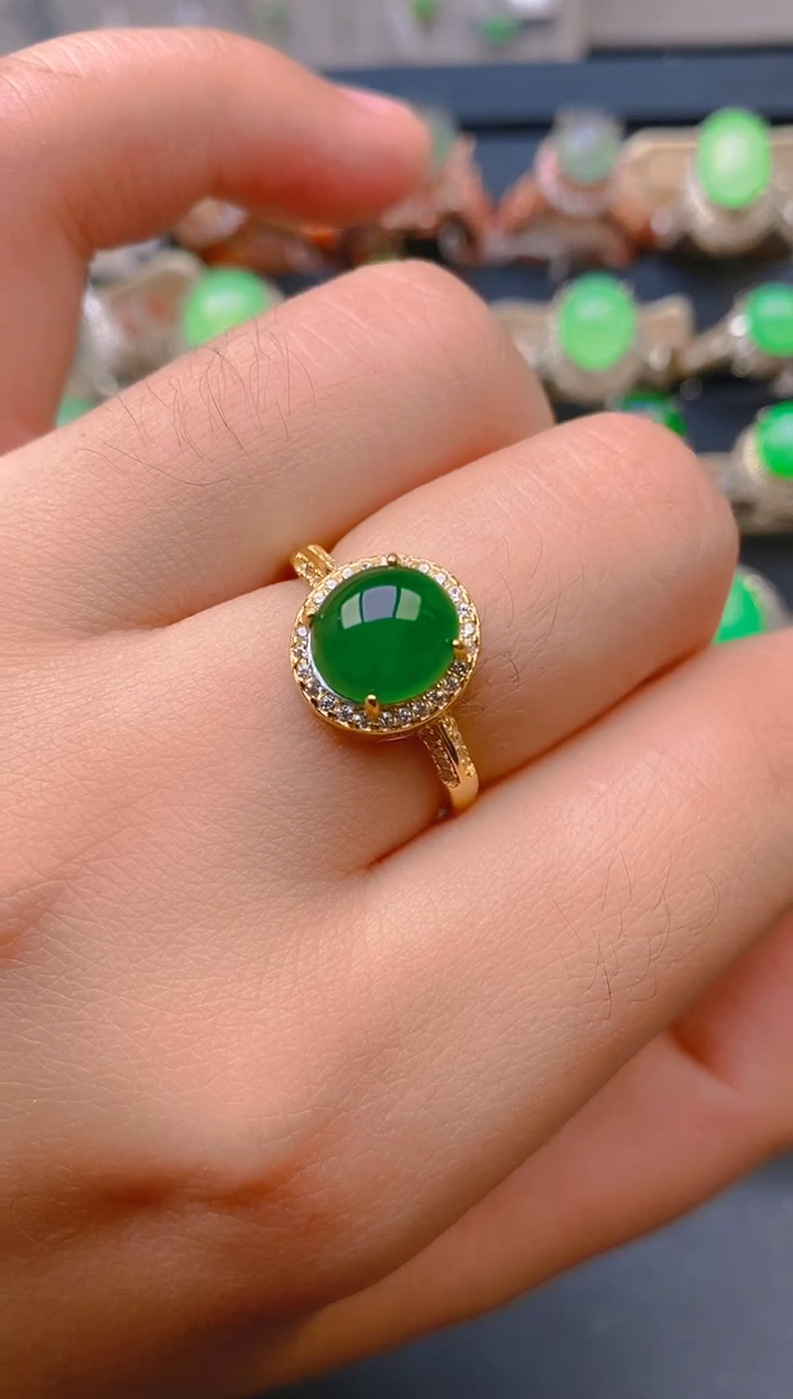 【闪购商品】翡翠戒指银S925镶嵌天然A货翡翠1