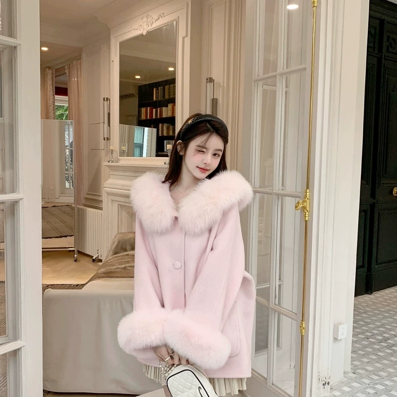 高级感双面羊毛大衣女2025秋冬韩版宽松今年流行中长款毛呢子外套