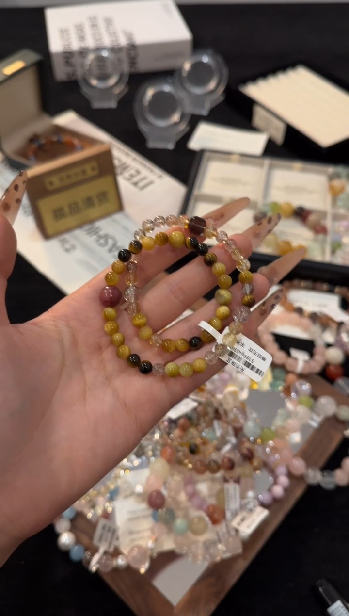 未镶嵌手链水晶黄塔晶双圈x2841