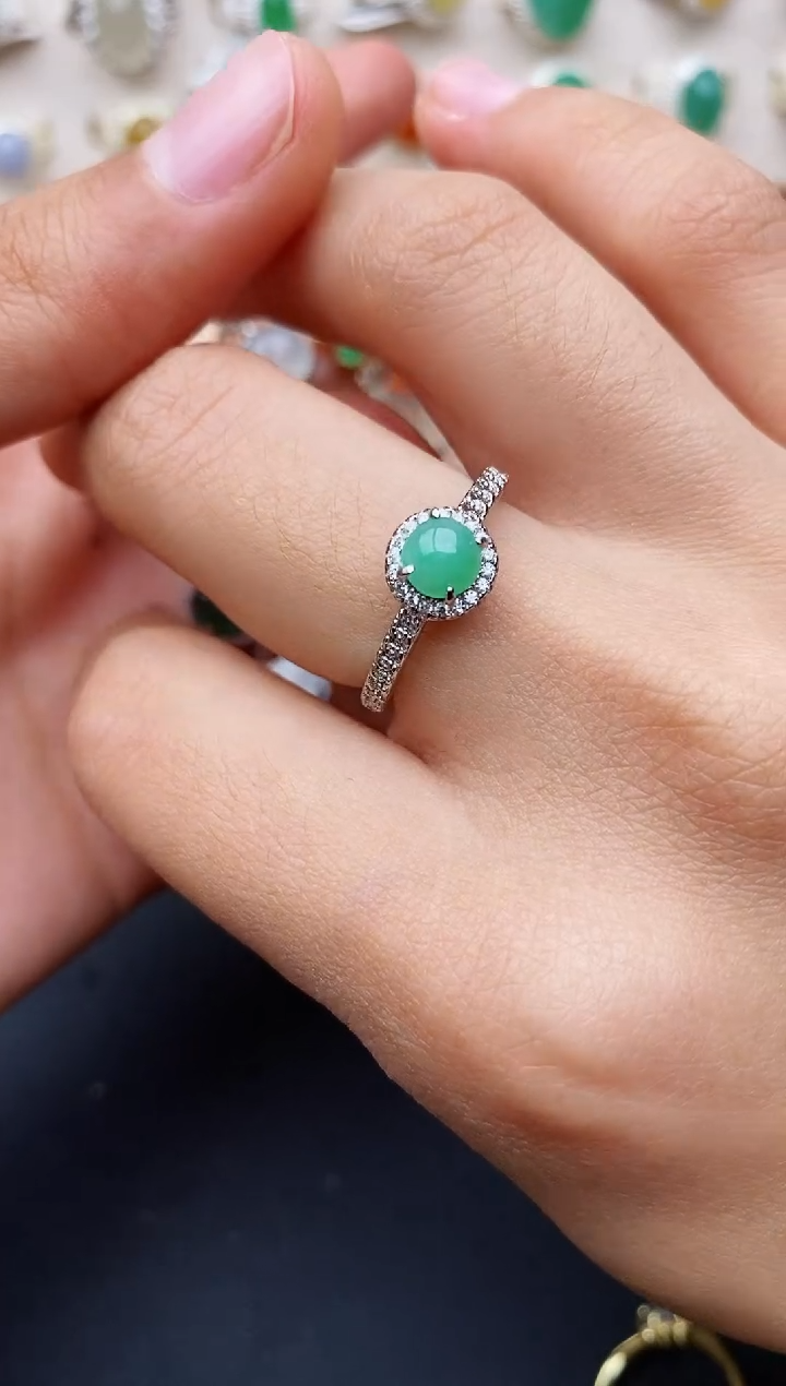 【闪购商品】翡翠戒指银S925镶嵌缅甸翡翠