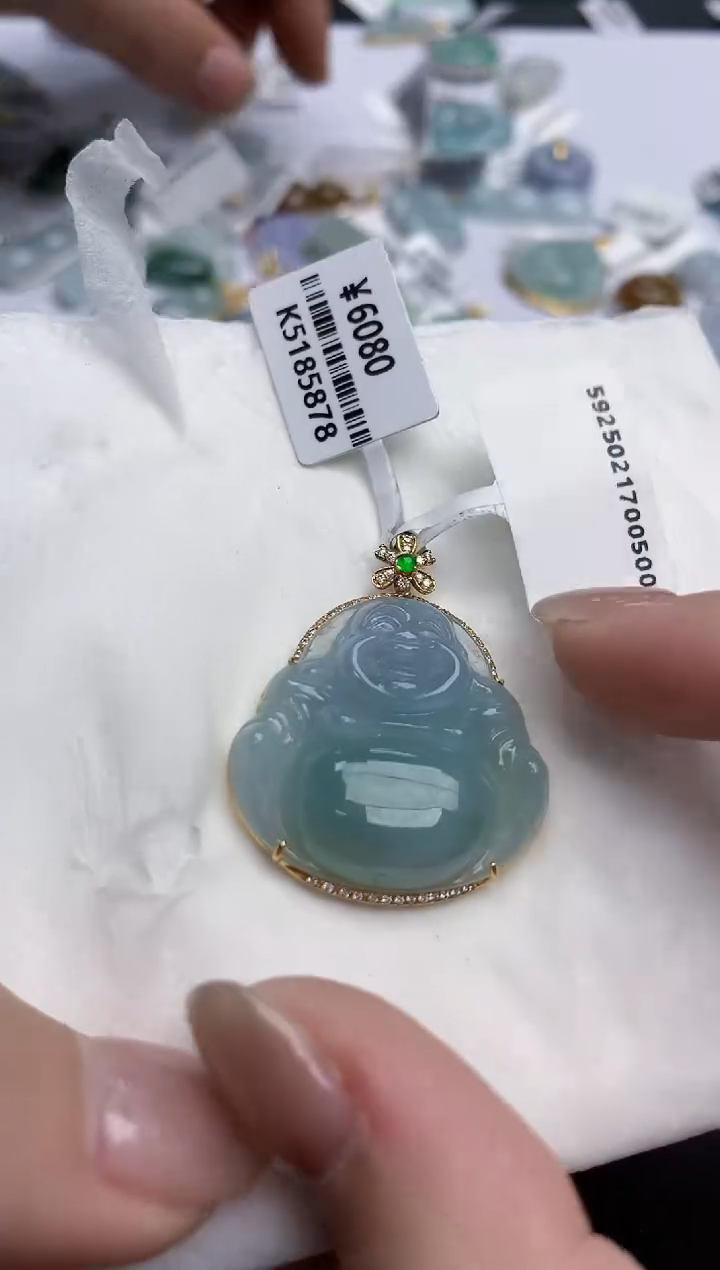 【闪购商品】翡翠颈饰18K金镶嵌天然缅甸翡翠A货