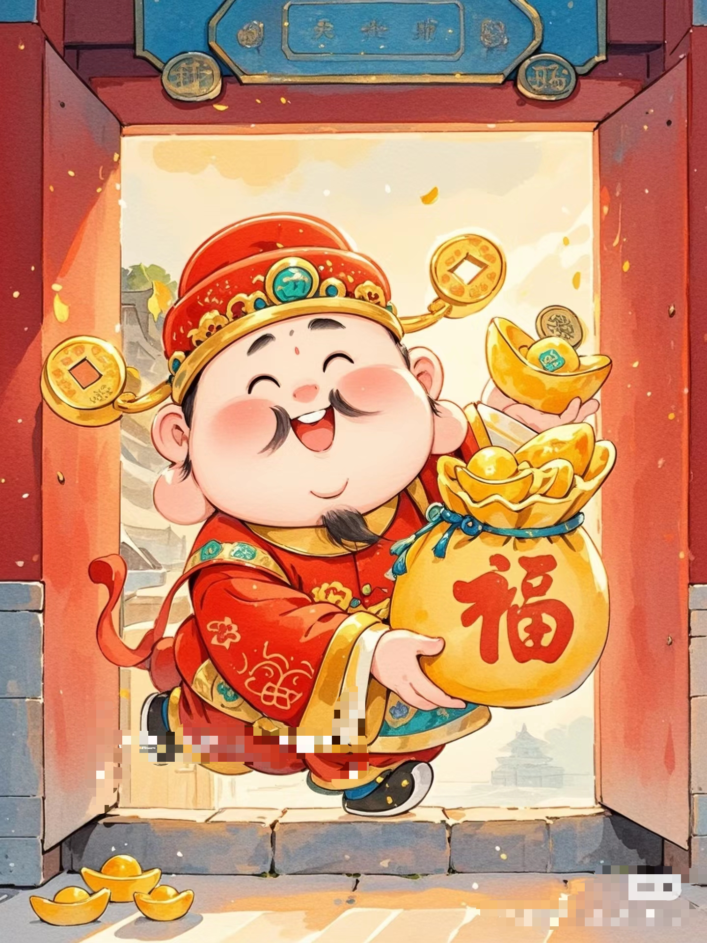 【财神来福】4050带背板财神系列钻石画