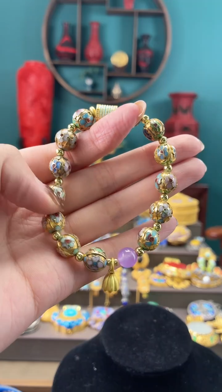 景泰蓝手串金地瓜棱1.0