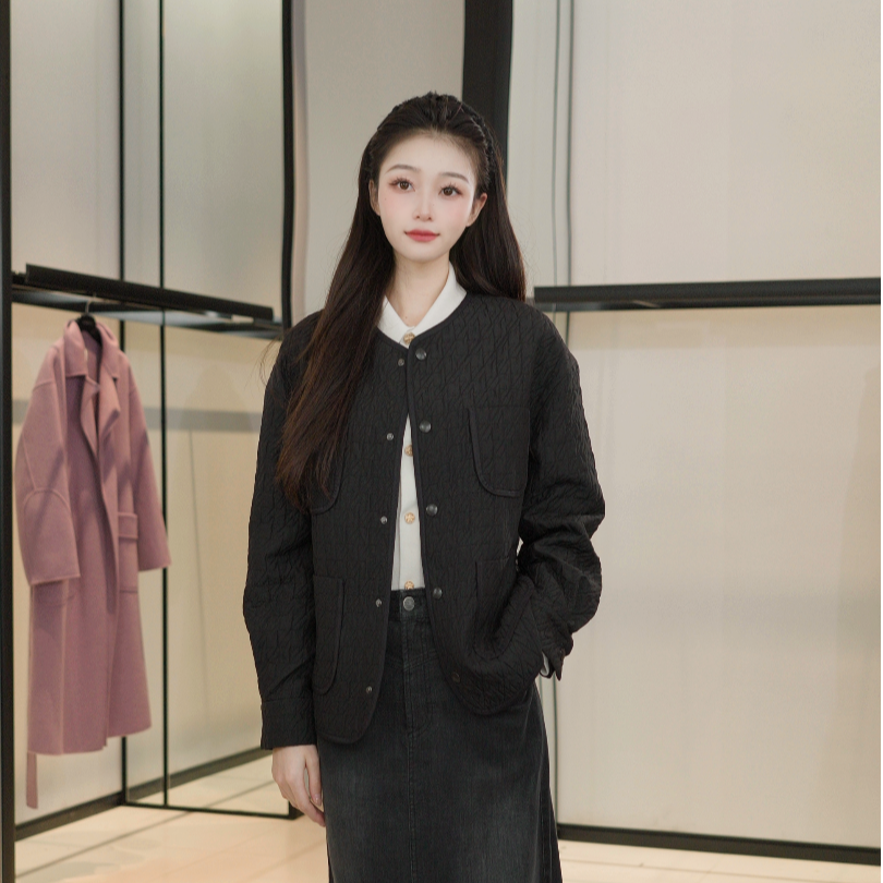 GIRDEAR/哥弟冬季赫本风肌理感棉服新中式美拉德保暖外套1400767